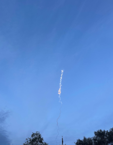 Rocket launch trail in the sky